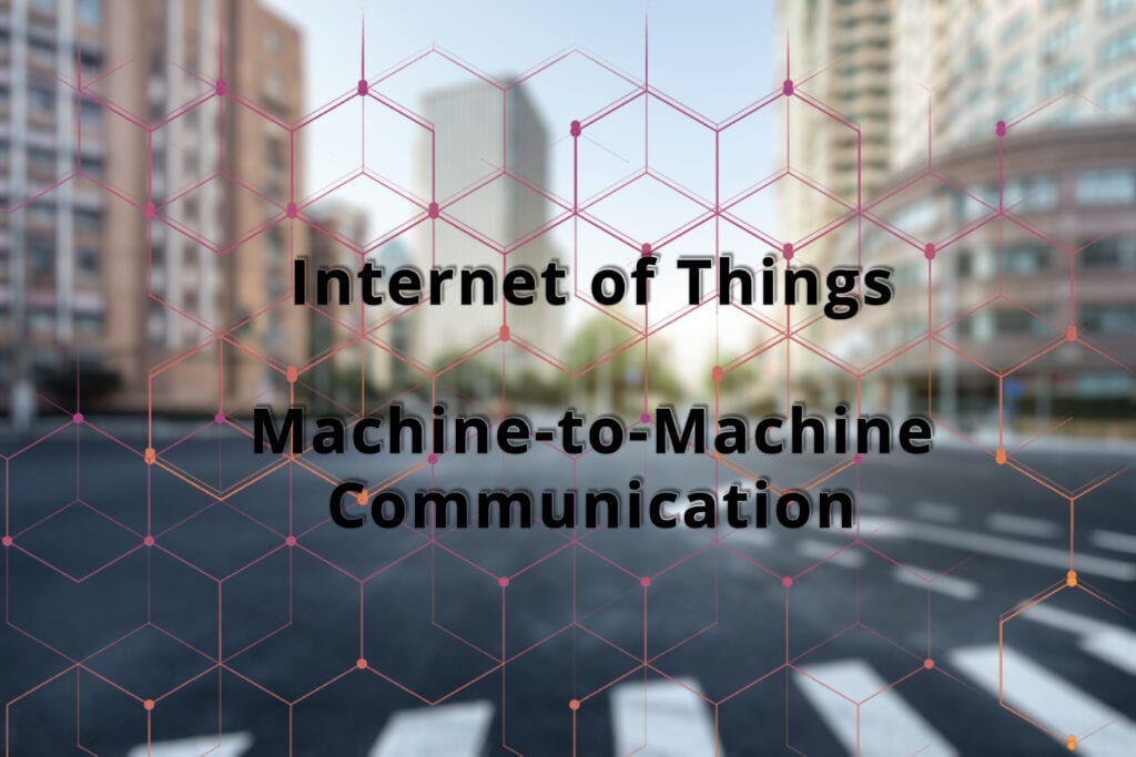 Internet of Things und M2M Kommunikation auf Stadt-Hintergrund